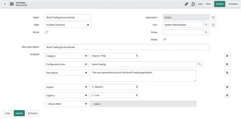 Servicenow Incident Templates